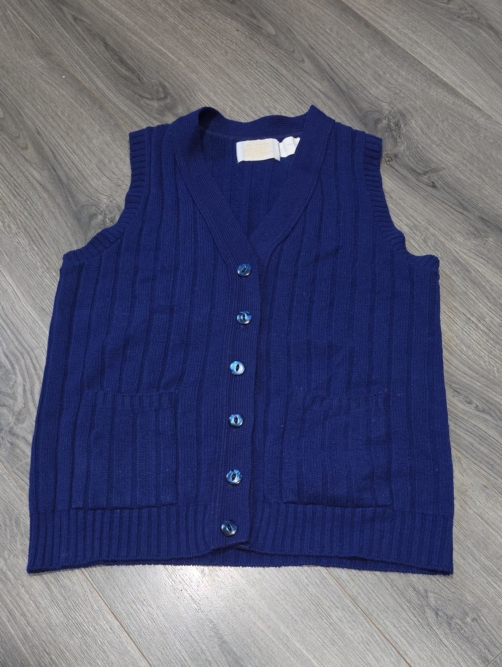 Vintage USA Unisex Navy Blue Knit Button Vest